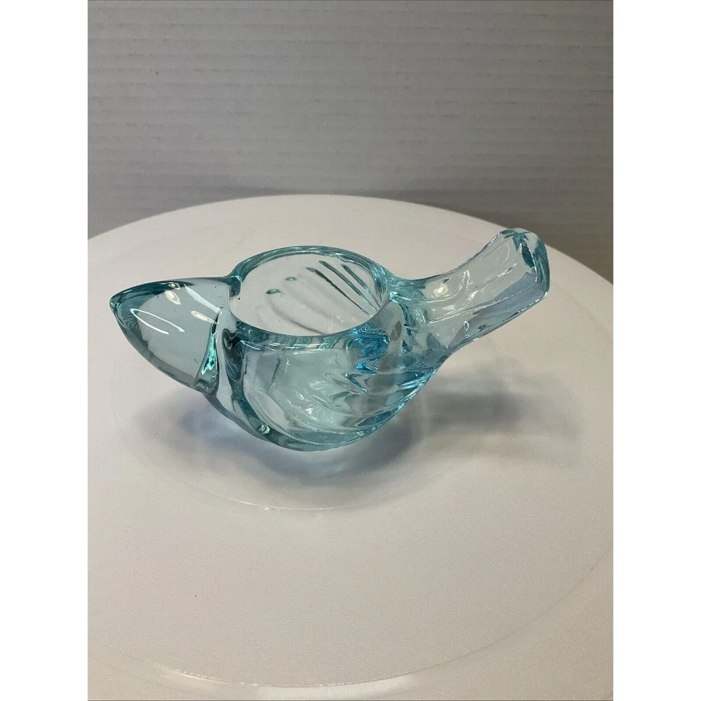 Art Glass Blown Blue Bird Votive/candle Holder Turquoise Spring Summer Decor‎